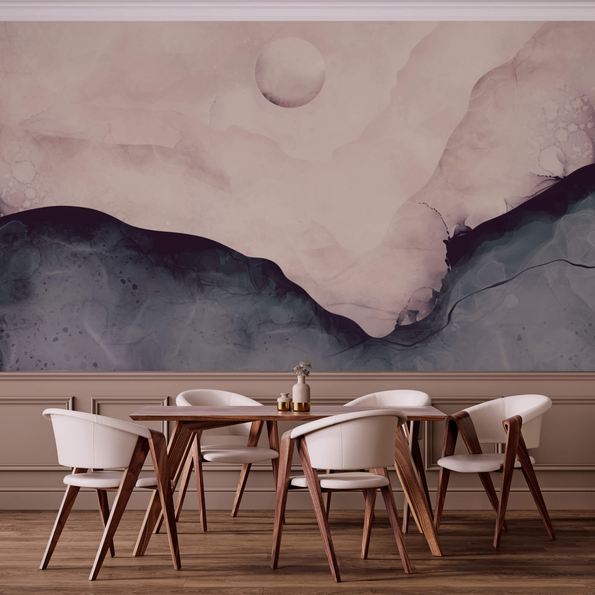 Peinture d'une montagne avec une lune Peinture d'une montagne avec une lune