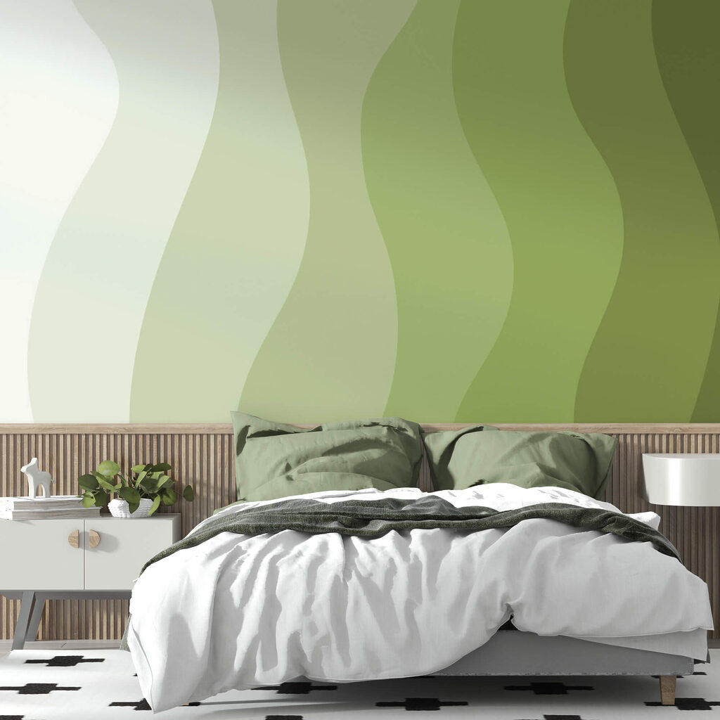 Lignes ondulées vertes et blanches