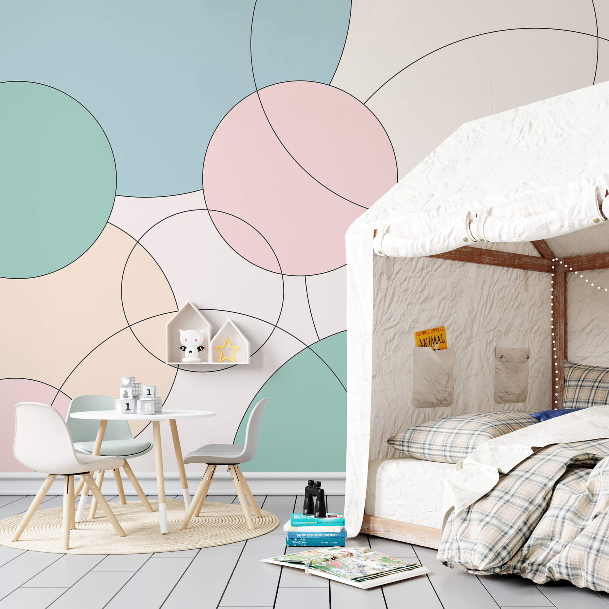 Motif de cercles et de feuilles