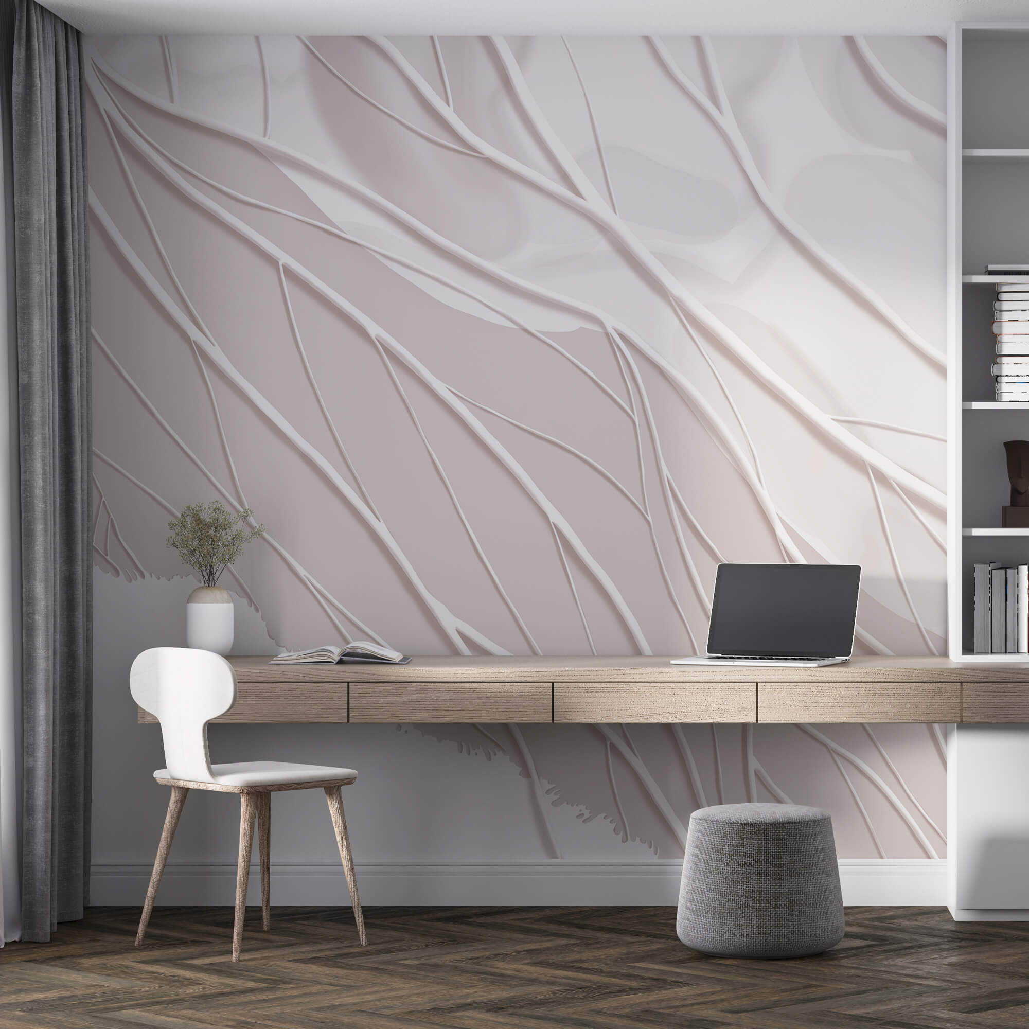 Lignes blanches sur une surface blanche