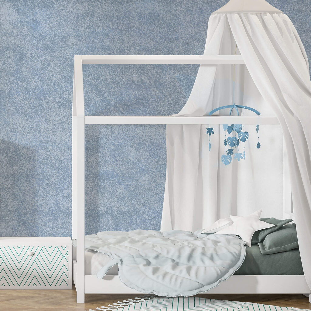 Surface mouchetée de bleu et de blanc