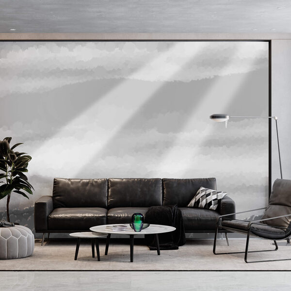 Image en niveaux de gris représentant des nuages et des rayons de soleil