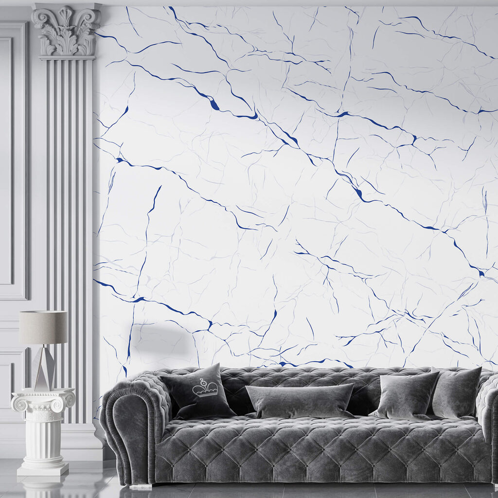 Surface blanche avec lignes bleues