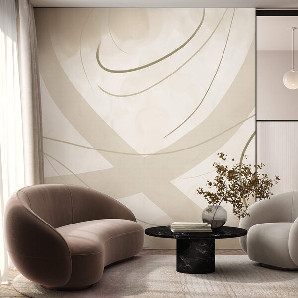 Fond blanc et marron avec des lignes et des courbes