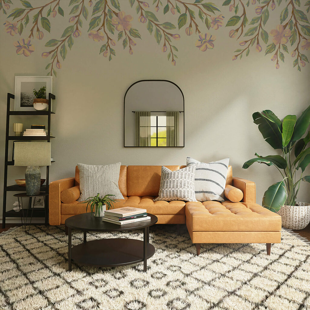 De délicates fleurs encadrent un fond doux