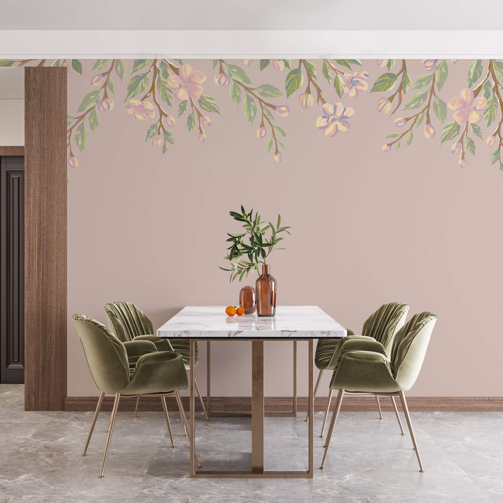 Motif floral délicat sur fond doux