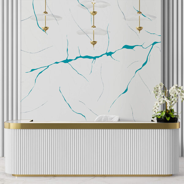 Lignes bleues sur une surface blanche