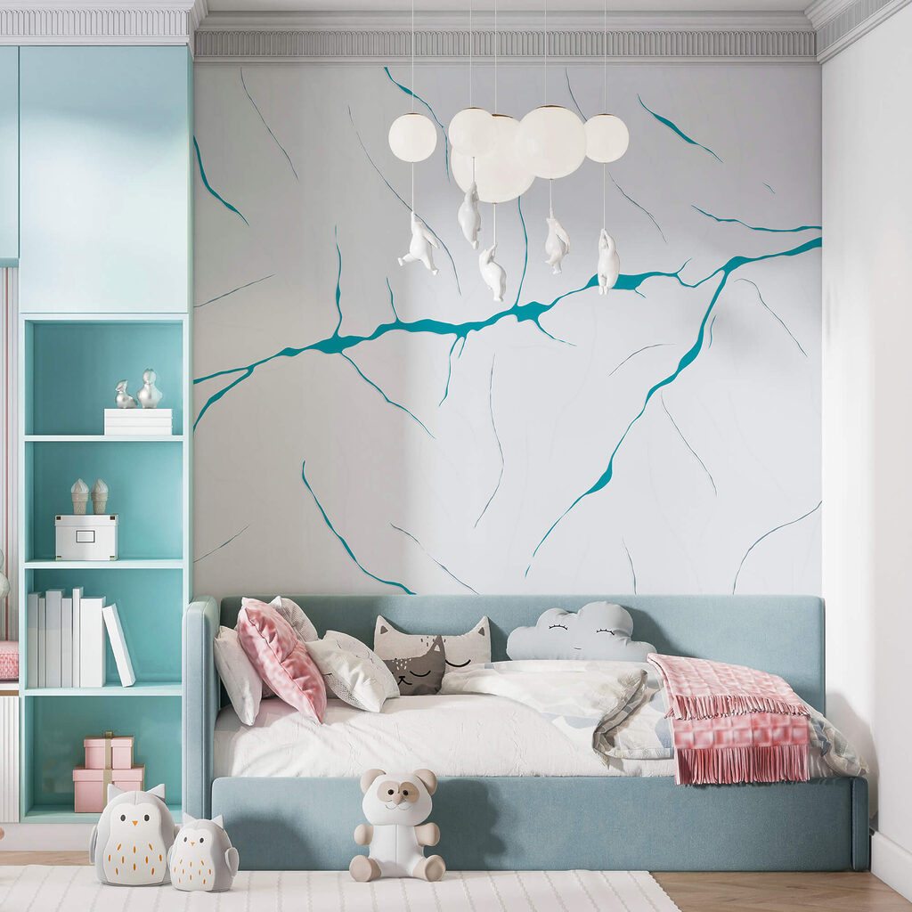 Lignes bleues sur une surface blanche