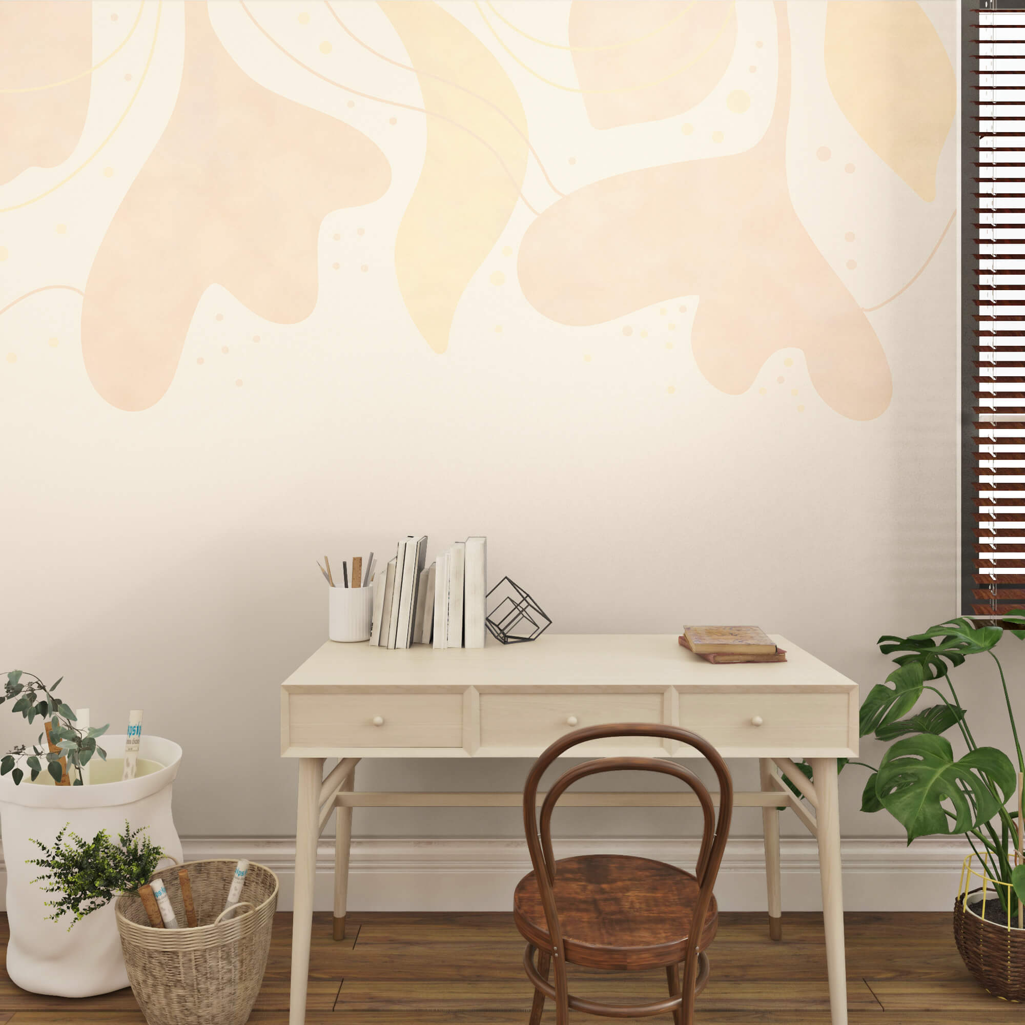 Feuilles pastel délicates sur fond doux Feuilles pastel délicates sur fond doux