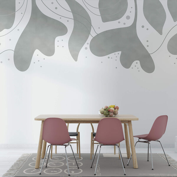 Fond gris et blanc avec des feuilles