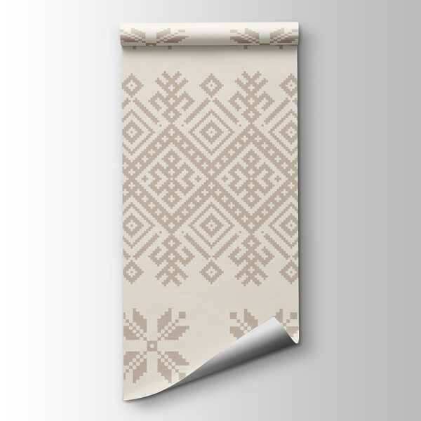 Pattern of geometric shapes and flowers