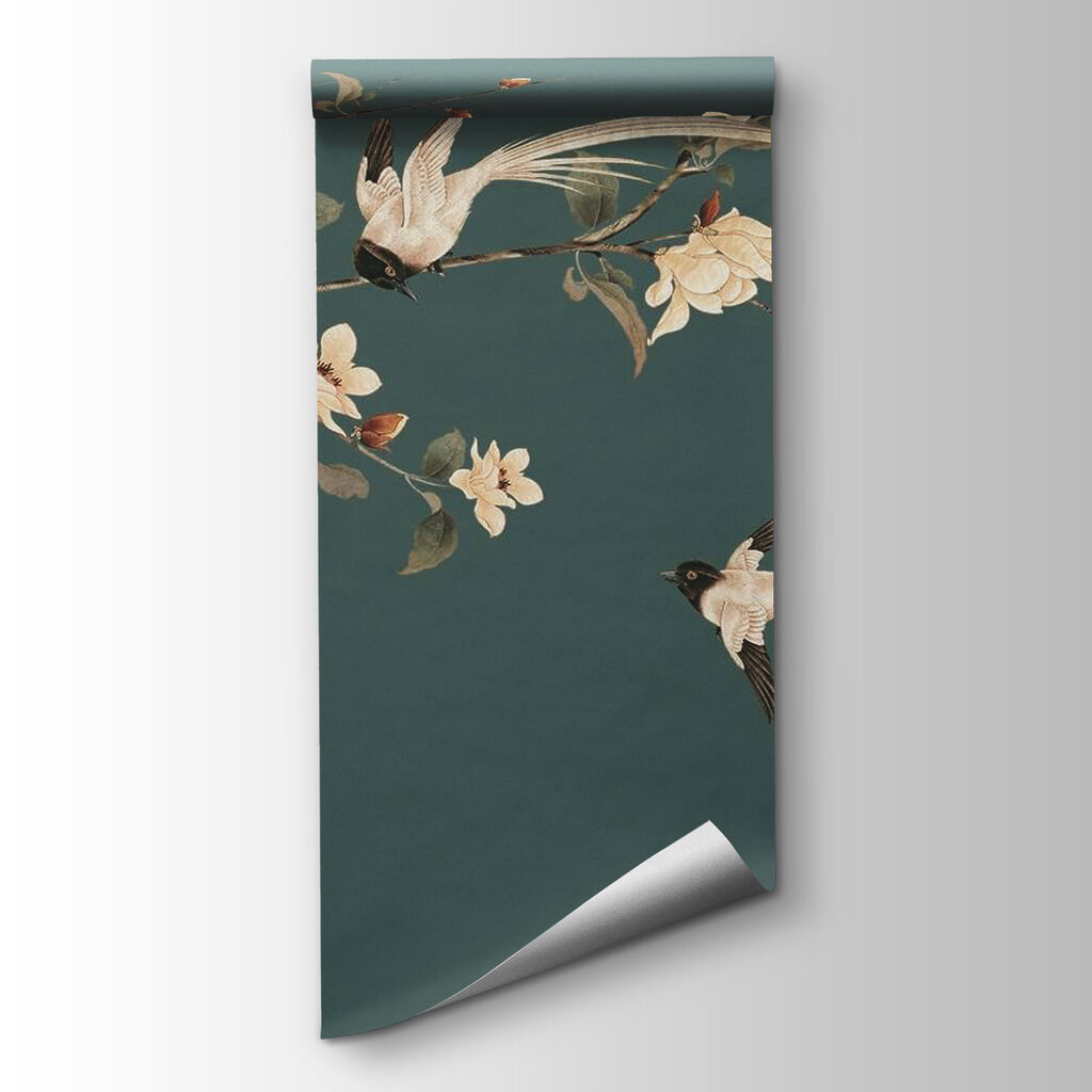 Bird on a branch with flowers