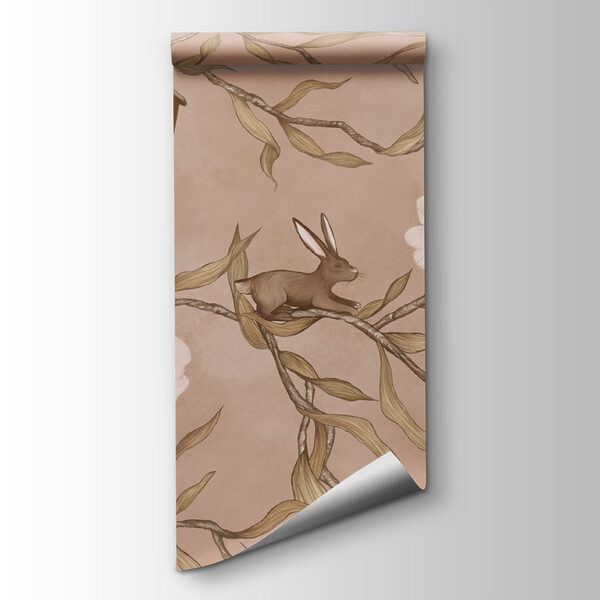 Wallpaper with rabbits and flowers Wallpaper with rabbits and flowers