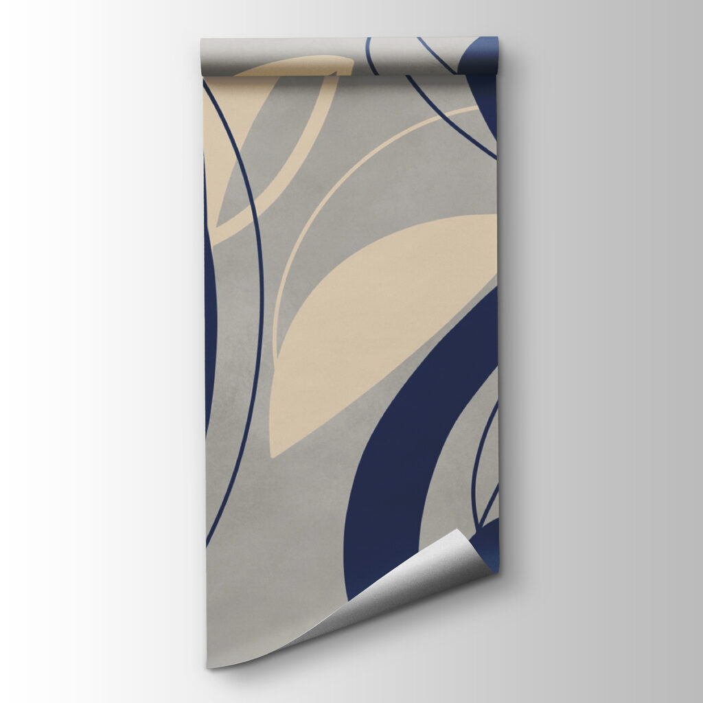 Blue and white swirls on a gray background