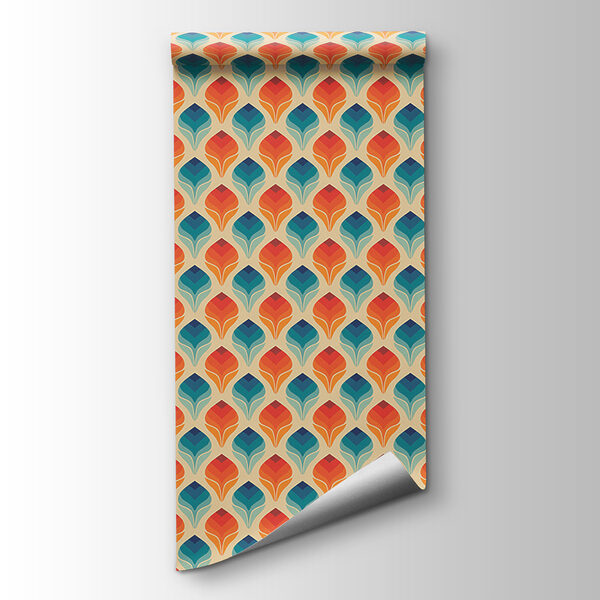 Pattern of orange and blue leaves