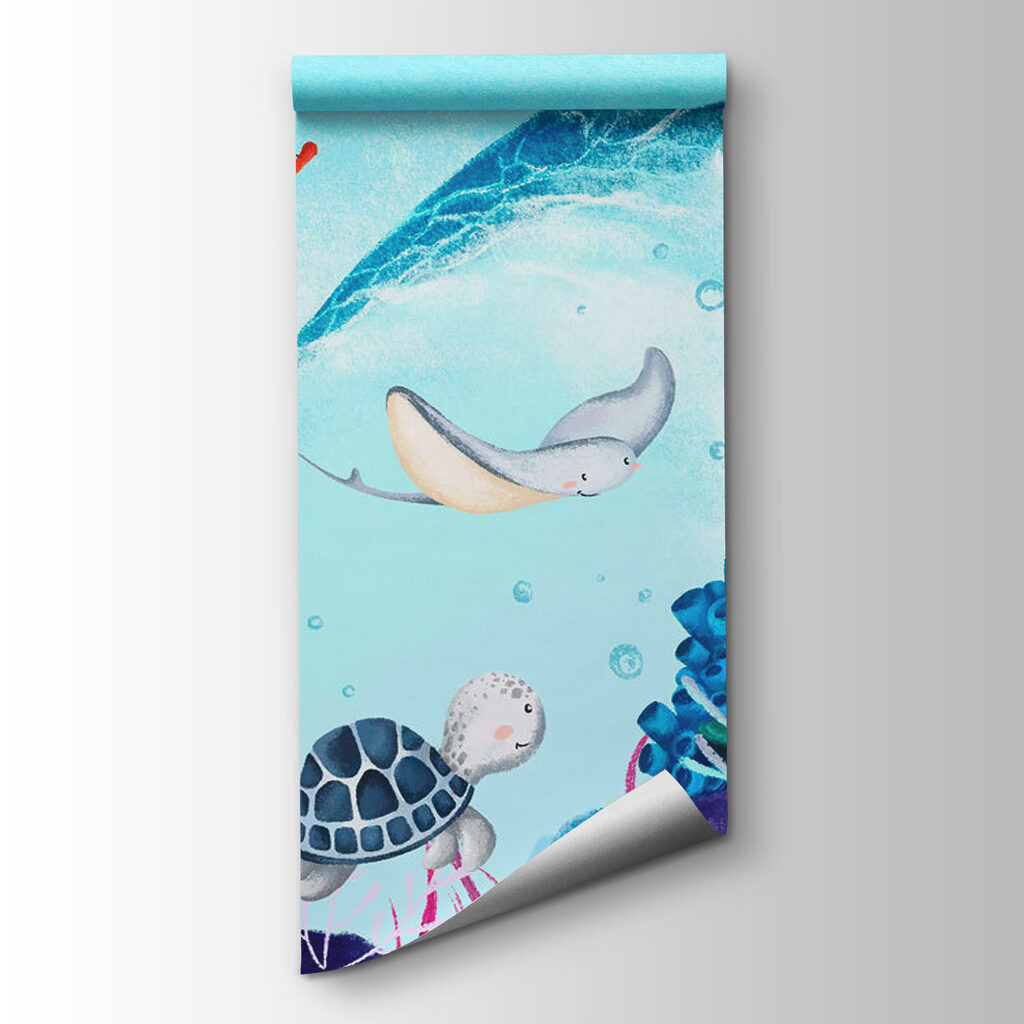 Cartoon of a boat and sea animals Cartoon of a boat and sea animals