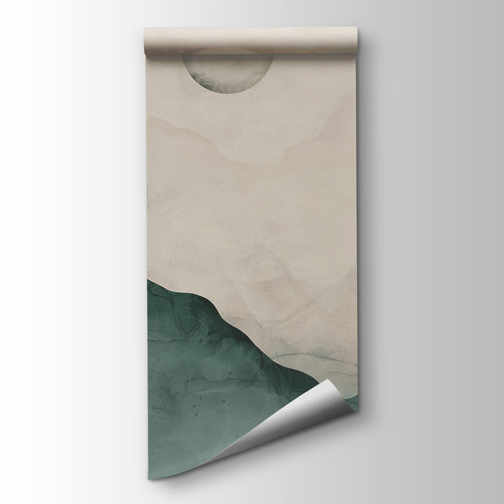 Painting of a mountain with a moon in the sky Painting of a mountain with a moon in the sky