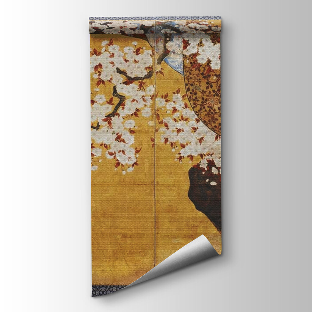 Screen with a painting of a tree