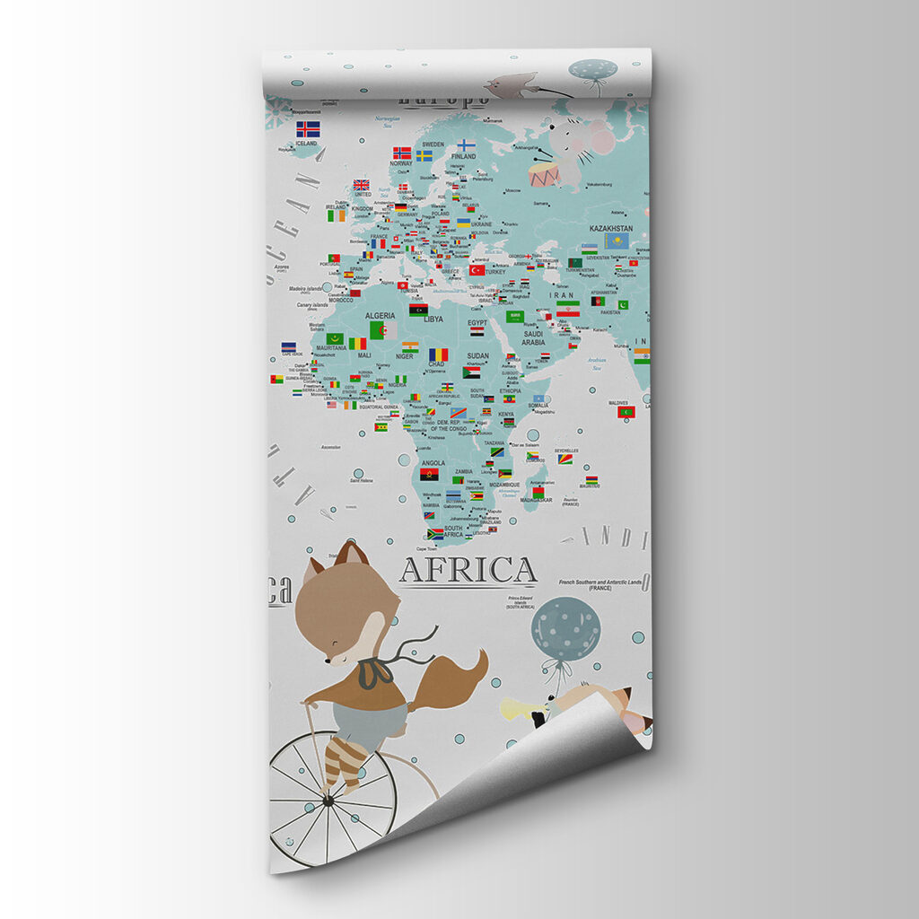 A map of the world with animals