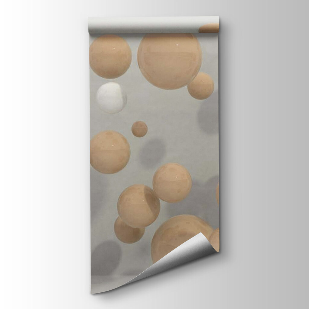 Group of white and brown spheres