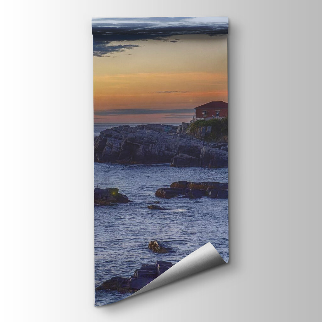 Lighthouse on a rocky shore with a cruise ship in the background Lighthouse on a rocky shore with a cruise ship in the background