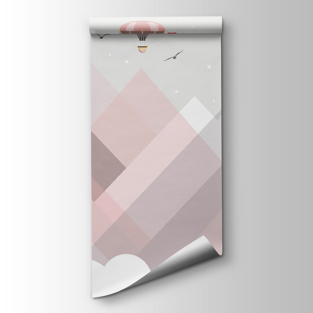 Hot air balloons over mountains