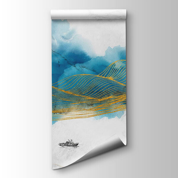 Painting of waves and birds Painting of waves and birds