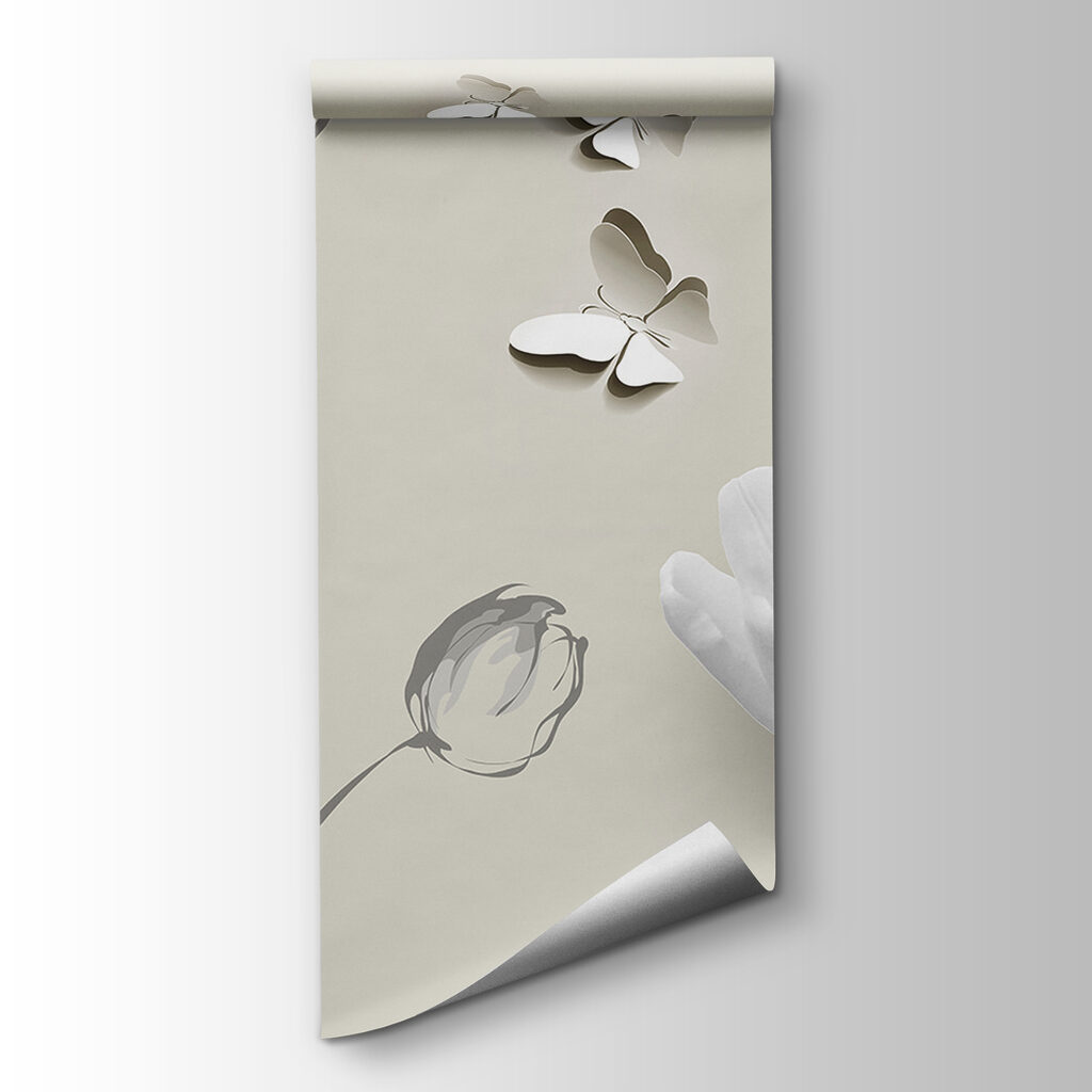 White flowers and butterflies White flowers and butterflies