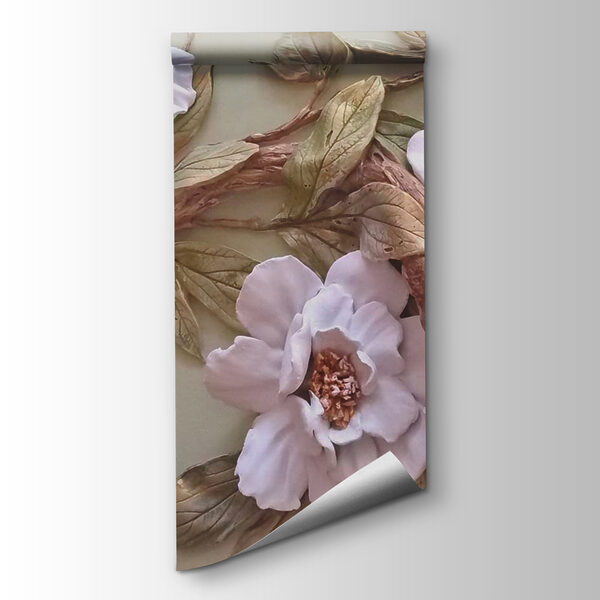 Wall decoration with flowers and leaves