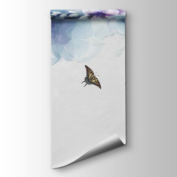 Butterfly and flowers with leaves