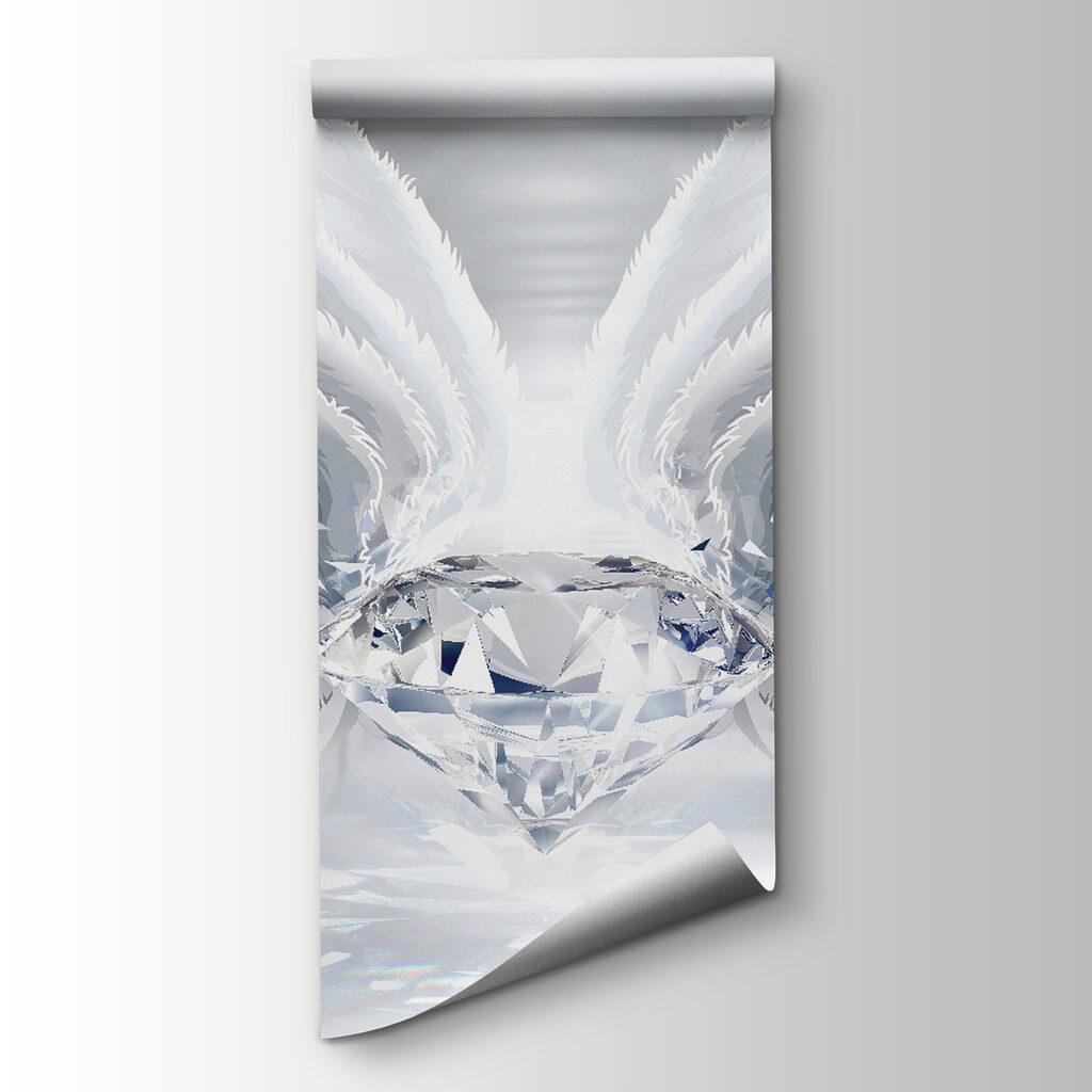 Diamond with wings in a room