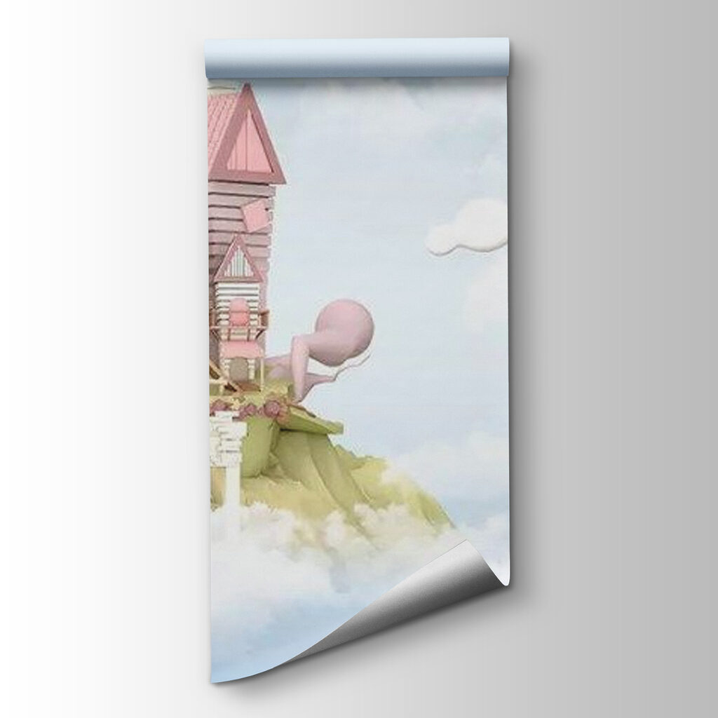 Cartoon houses floating in the sky Cartoon houses floating in the sky