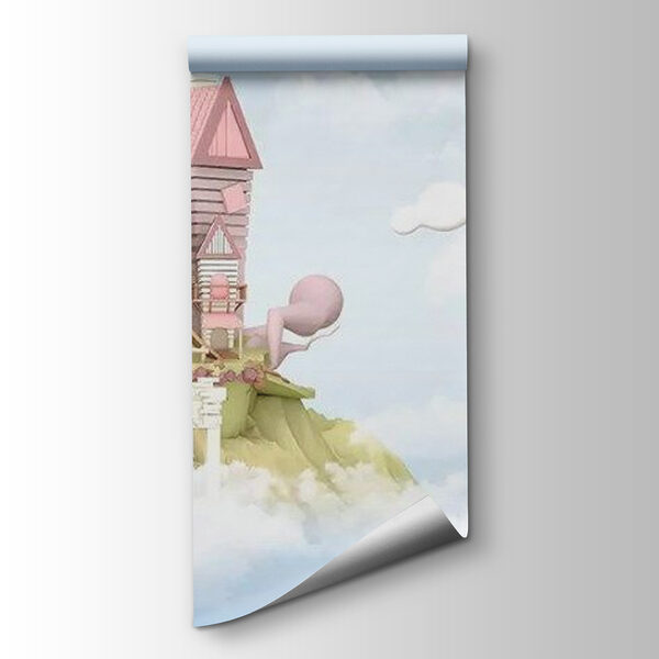 Cartoon houses floating in the sky Cartoon houses floating in the sky