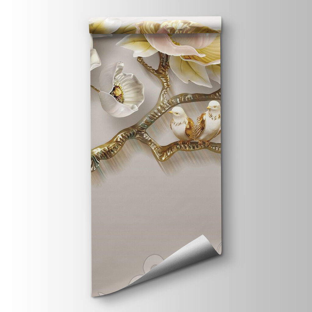 Wallpaper with flowers and birds Wallpaper with flowers and birds