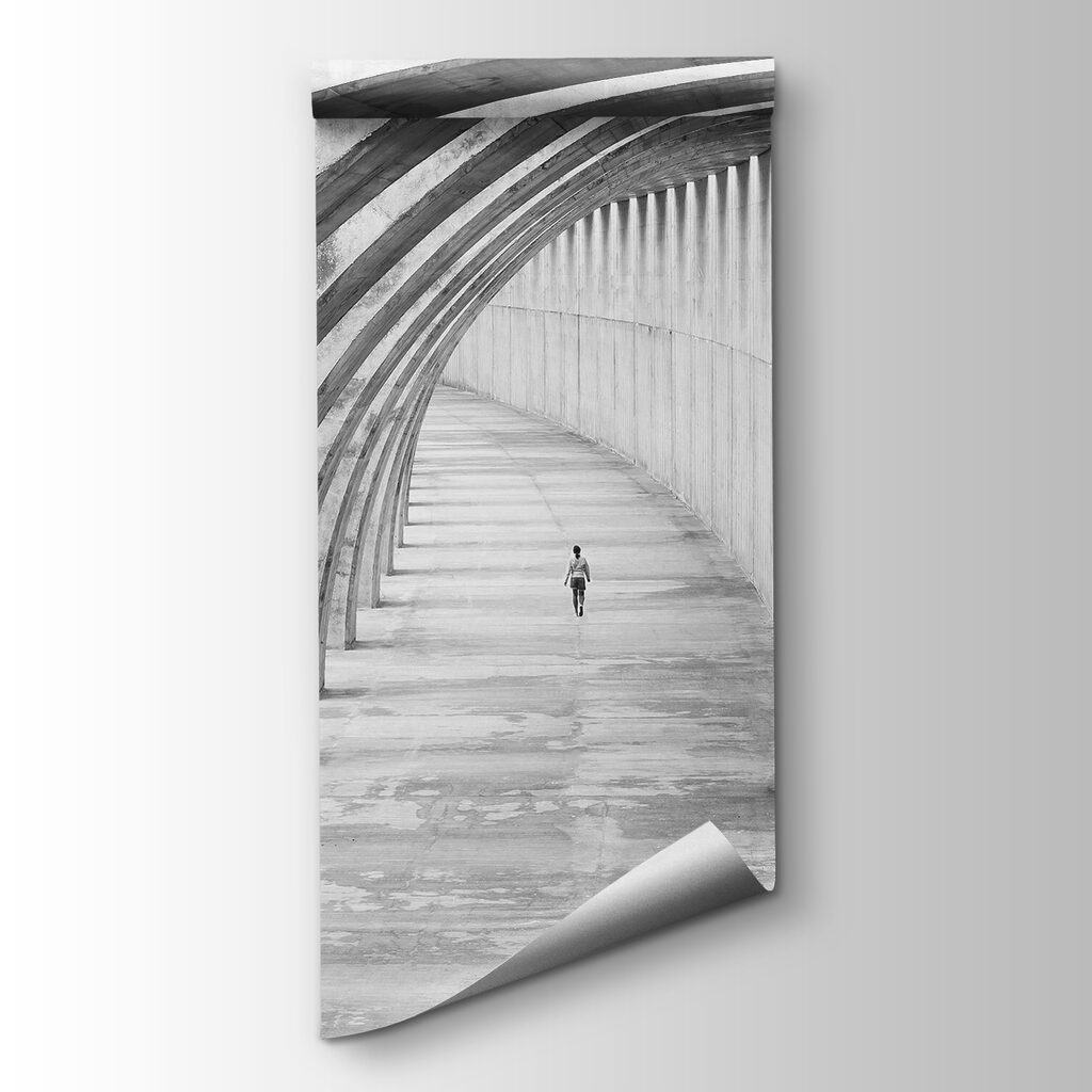 Person running in a tunnel Person running in a tunnel