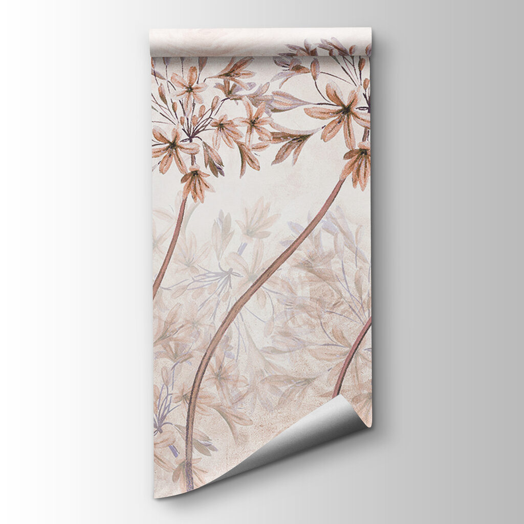 A painting of flowers and butterflies