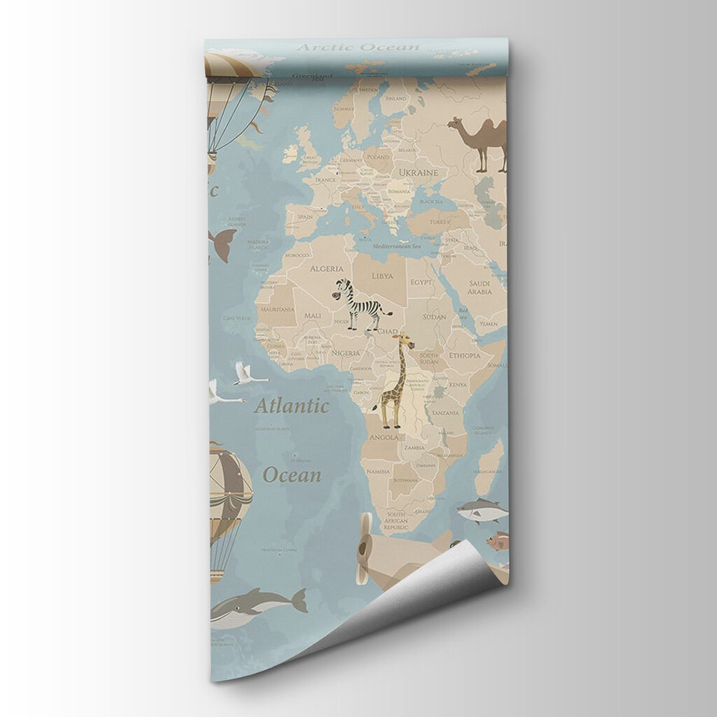 Map of the world with airplanes and hot air balloons Map of the world with airplanes and hot air balloons