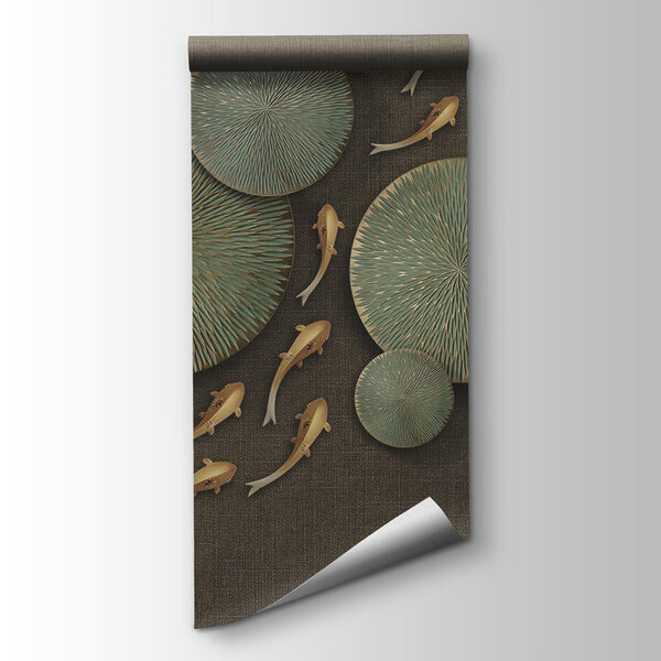 Serene pond scene with swimming fish