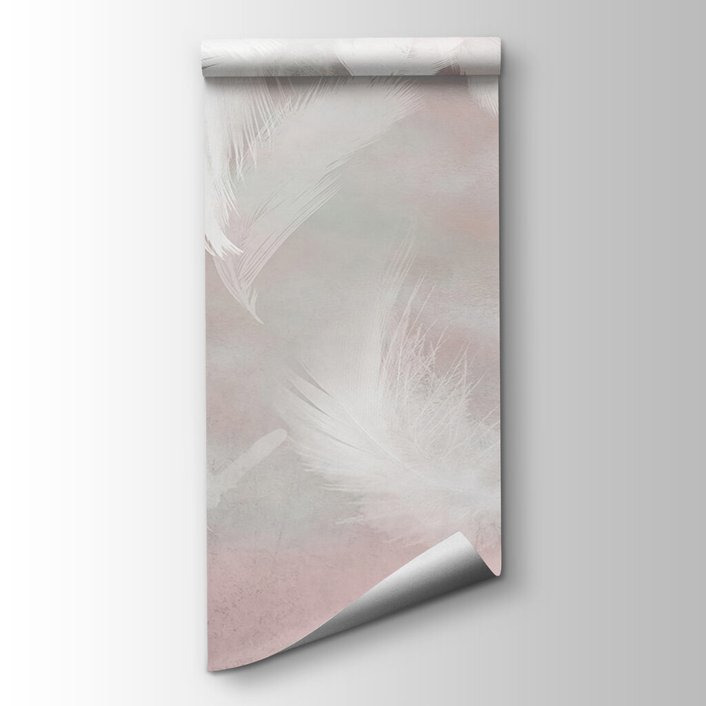 White feathers on a pink background White feathers on a pink background