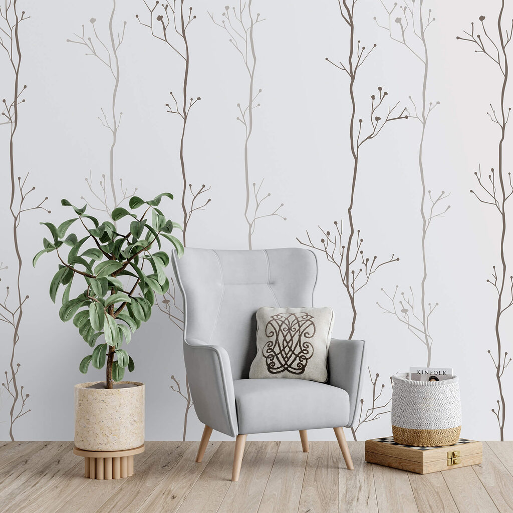 Motif de branches sur fond blanc