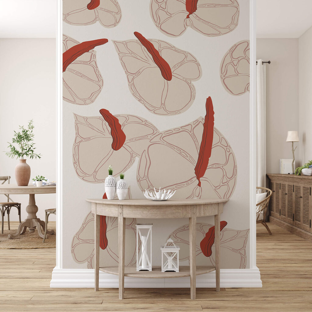 Motif floral sur fond blanc