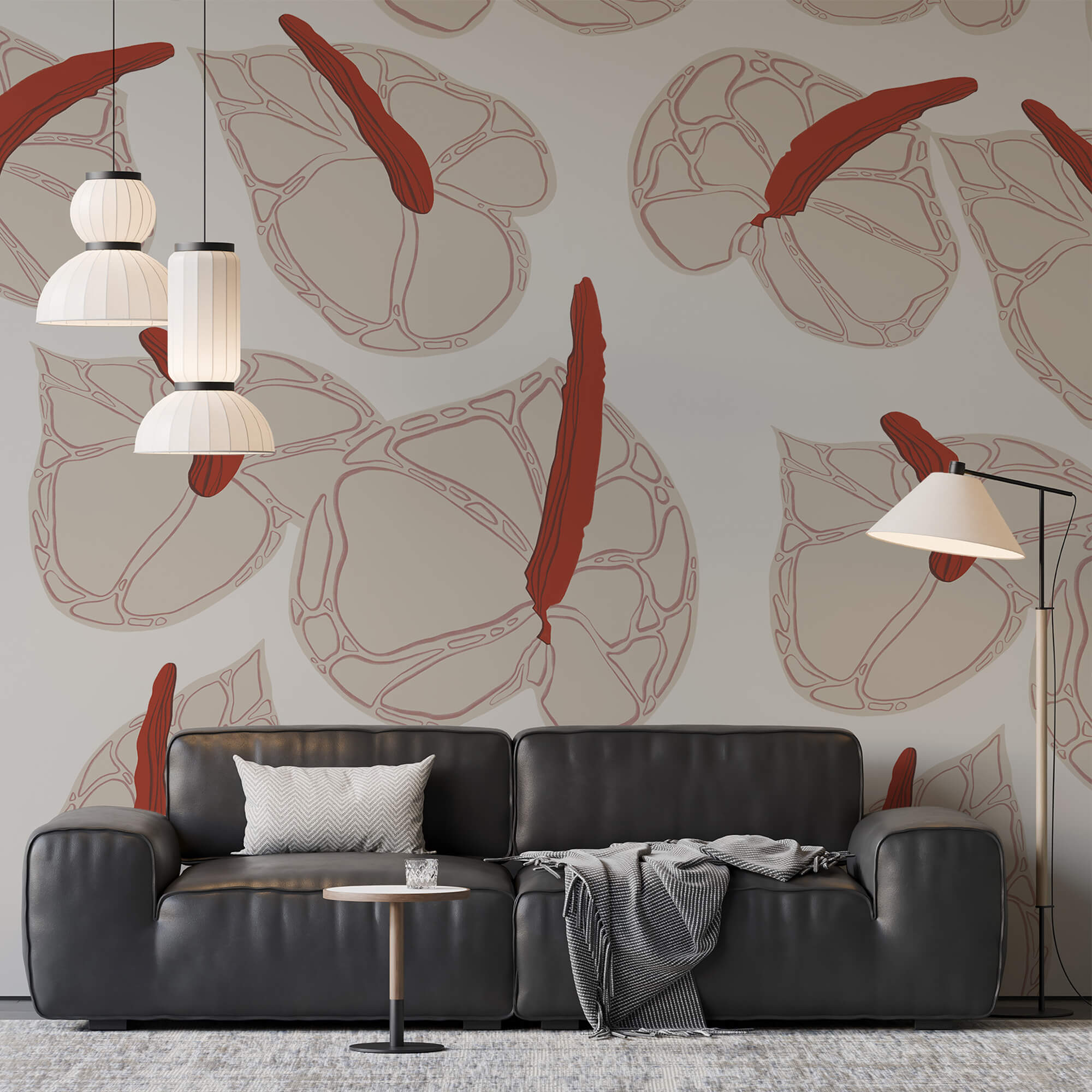 Motif floral sur fond blanc