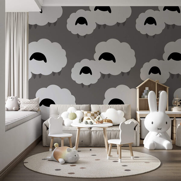 Groupe de nuages blancs avec des moutons noirs Groupe de nuages blancs avec des moutons noirs