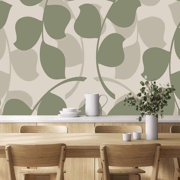 Motif de feuilles sur fond beige