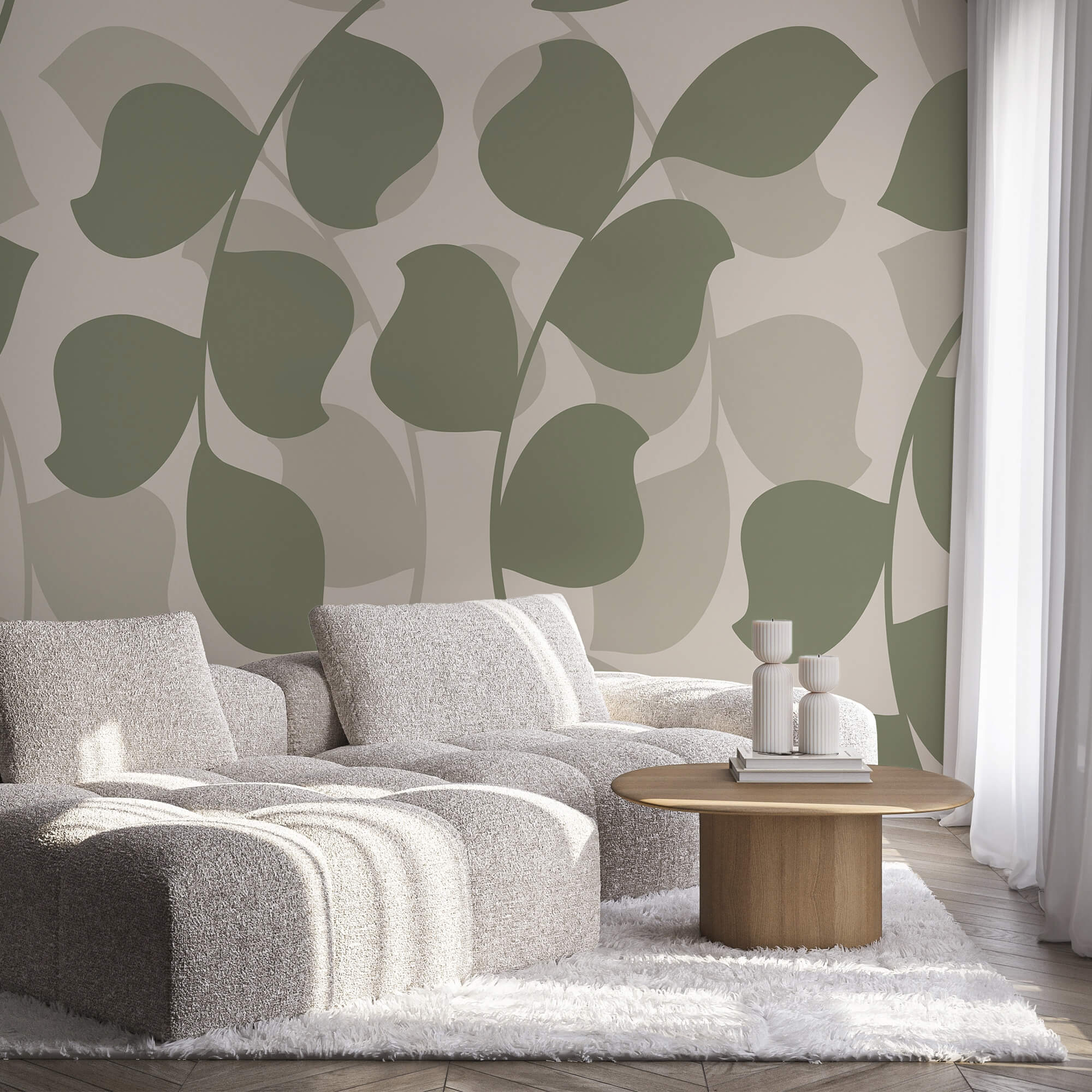 Motif de feuilles sur fond beige