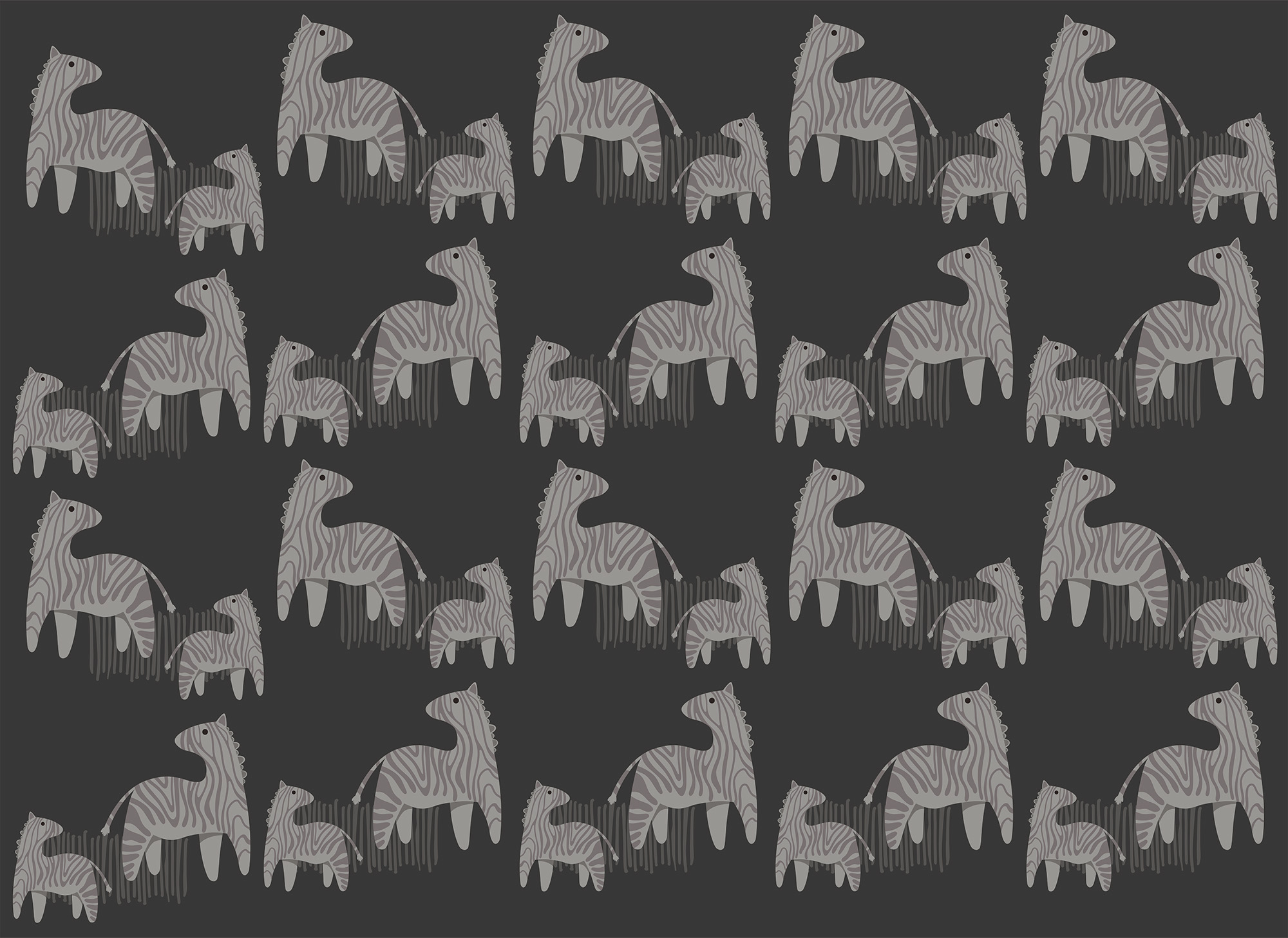 Pattern of horses on a black background