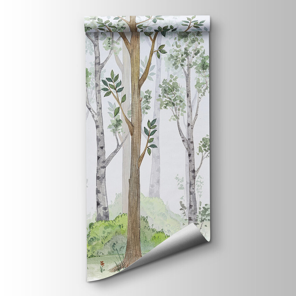 Watercolor painting of trees and grass Watercolor painting of trees and grass