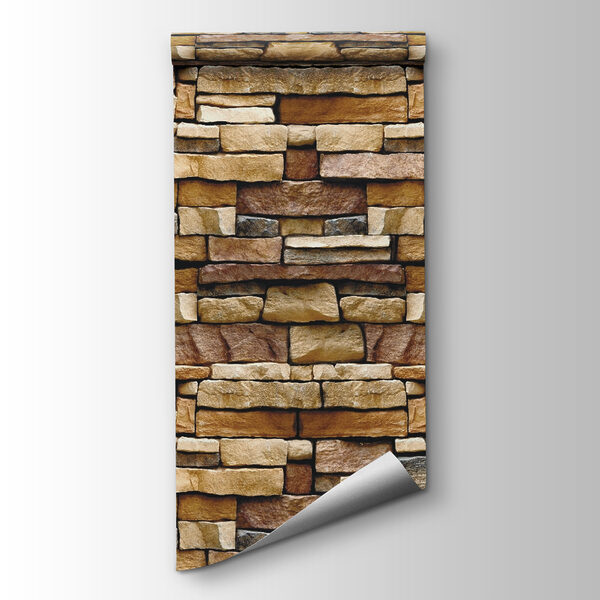 Textured stone wall design in layers