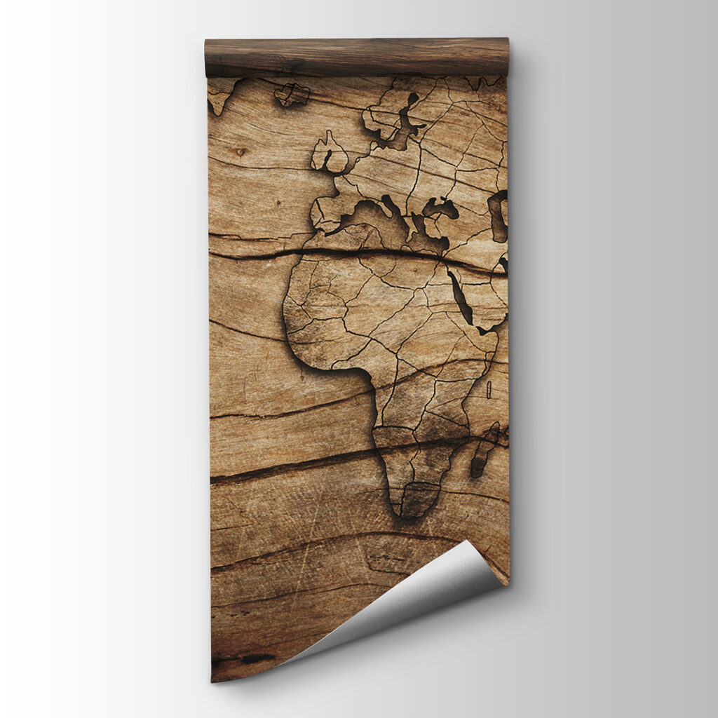 Map of the world on a piece of wood Map of the world on a piece of wood