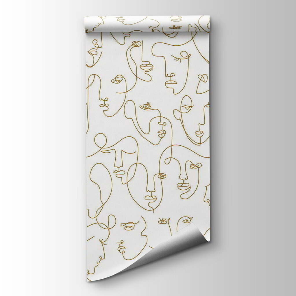 Pattern of faces drawn with thin lines Pattern of faces drawn with thin lines